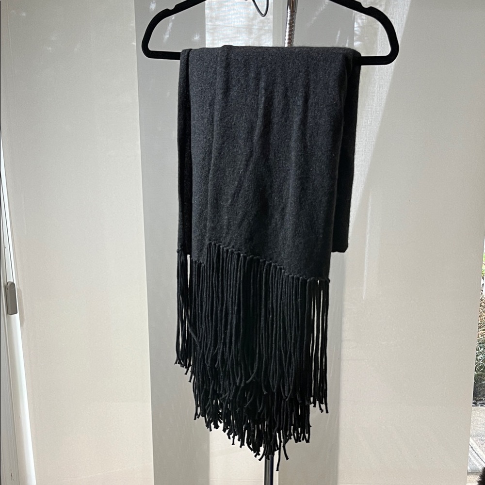 Black Fringe 100 percent cashmere Scarf